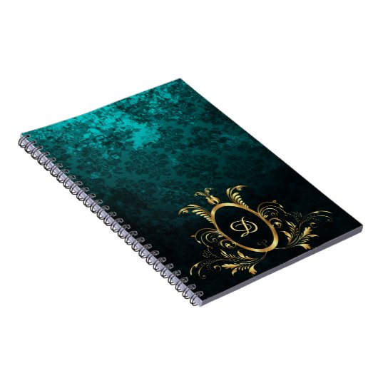 Luxury Damask Lijst monogram Notitieboek (Rechterzijde)