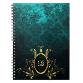 Luxury Damask Lijst monogram Notitieboek (Voorkant)