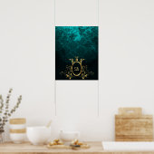 Luxury Damask Lijst monogram Poster (Keuken)