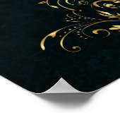 Luxury Damask Lijst monogram Poster (Hoek)