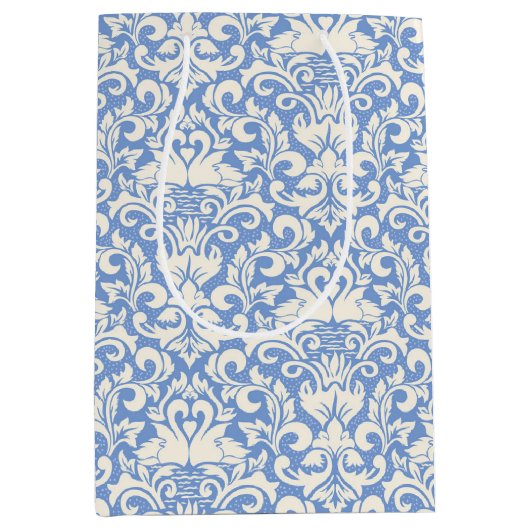 Luxury Damask Romantic Swan Love Medium Cadeauzakje (Voorkant)