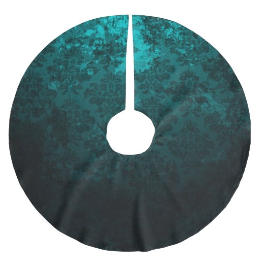 Luxury Damask turquoise Kerstboom Rok (Voorkant)
