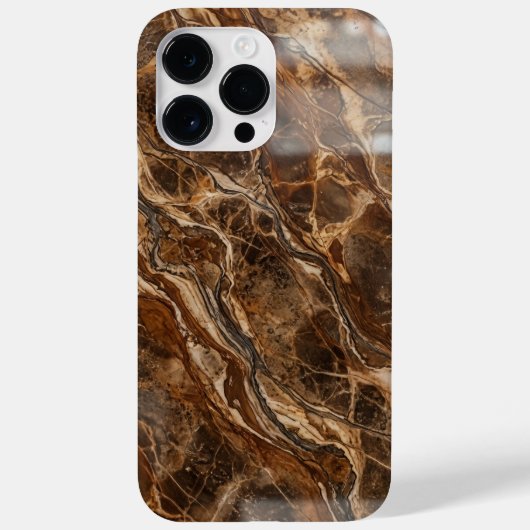 Luxury Dark Brown and Gold Marble iPhone Case (Achterkant)