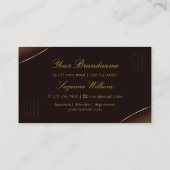 Luxury Dark Brown met Gold Border en Monogram Visitekaartje (Achterkant)