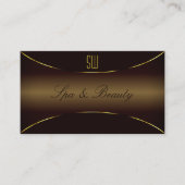 Luxury Dark Brown met Gold Border en Monogram Visitekaartje (Voorkant)