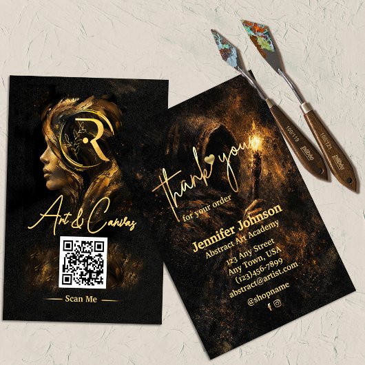 Luxury Dark Fine Art | Elegant Thank You Visitekaartje