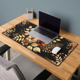 Luxury Dark Floral Desk Mat Chic Workspace Decor
