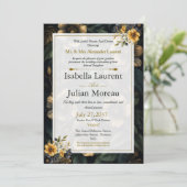 Luxury Dark Floral Elegant Wedding Invitation Kaart (Staand voorkant)