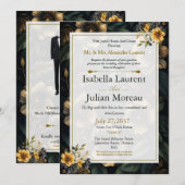 Luxury Dark Floral Elegant Wedding Invitation Kaart (Voorkant / Achterkant)