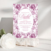 Luxury Dark Fuchsia Roses Pattern Bridal Shower  Kaart