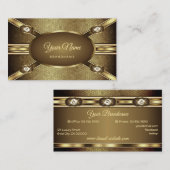 Luxury Dark Gold Effects Elegant Shimmery Diamonds Visitekaartje (Voorkant / Achterkant)