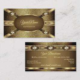 Luxury Dark Gold Effects Elegant Shimmery Diamonds Visitekaartje