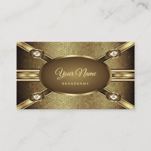 Luxury Dark Gold Effects Elegant Shimmery Diamonds Visitekaartje (Voorkant)