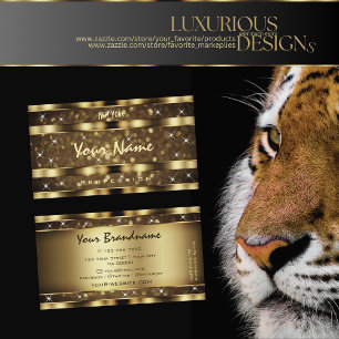 Luxury Dark Gold Glitter Luminous Stars Elegant Visitekaartje