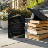 Luxury Dark Green & Gold Graduation Kaart