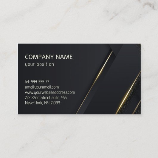 Luxury Dark Grey Background Gold Lines Visitekaartje (Achterkant)