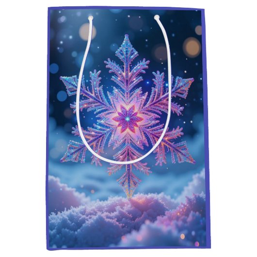 Luxury Dark Snowflake Gift Bag Medium Cadeauzakje (Voorkant)