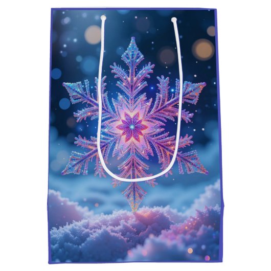 Luxury Dark Snowflake Gift Bag Medium Cadeauzakje (Achterkant)