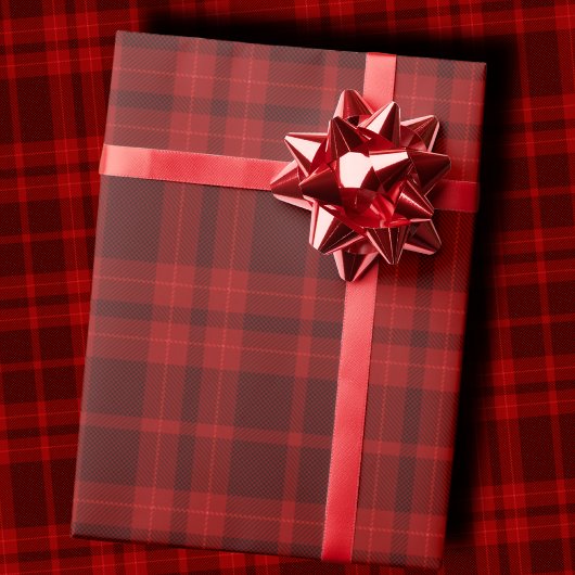 Luxury Deep Burgundy Red Monochrome Tartan Plaid Cadeaupapier