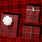 Luxury Deep Burgundy Red Monochrome Tartan Plaid Inpakpapier Vel