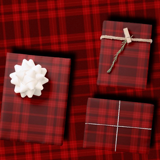 Luxury Deep Burgundy Red Monochrome Tartan Plaid Inpakpapier Vel