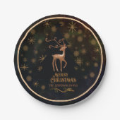 Luxury Deer & Merry Christmas Disposable Dinner  Papieren Bordje (Voorkant)