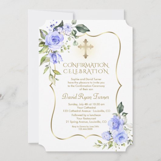 Luxury Delicate Blue Flowers Boy-bevestiging Kaart (Voorkant)
