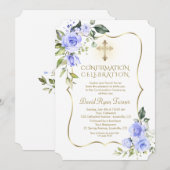 Luxury Delicate Blue Flowers Boy-bevestiging Kaart (Voorkant / Achterkant)