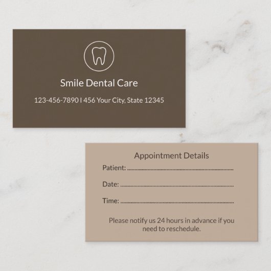 Luxury Dental Appointment Card | Clinic Reminder Afsprakenkaartje (Voorkant / Achterkant)
