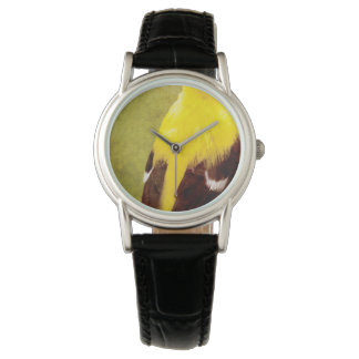Luxury Designer Goldfinch Bird Art Watch  Horloge