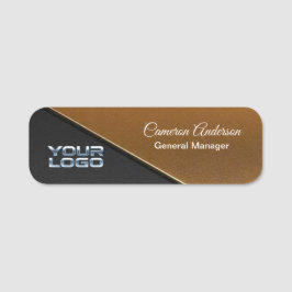 Luxury Diagonal Gold Black Name Tag