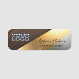 Luxury Diagonal Wood Metal Name Tag