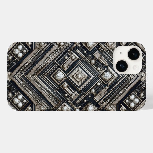 Luxury Diamond Cut Geometric Art Deco Pattern Gold Case-Mate iPhone Case (Achterkant (horizontaal))