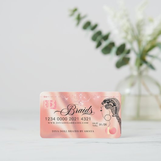 Luxury Diamond Folie Hair Braiding Credit Style Bu Visitekaartje (Staand voorkant)