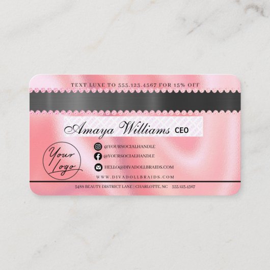 Luxury Diamond Folie Hair Braiding Credit Style Bu Visitekaartje (Achterkant)