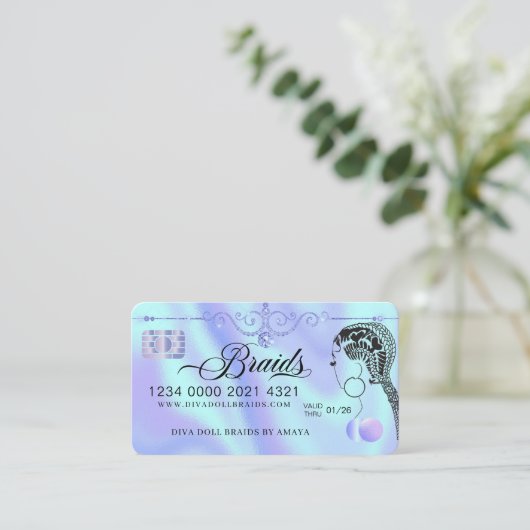 Luxury Diamond Folie Hair Braiding Credit Style Bu Visitekaartje (Staand voorkant)