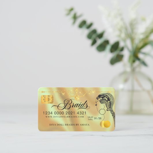 Luxury Diamond Folie Hair Braiding Credit Style Bu Visitekaartje (Staand voorkant)