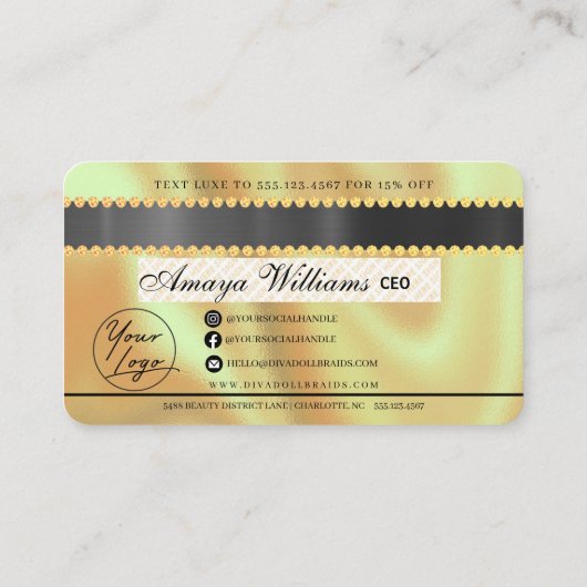 Luxury Diamond Folie Hair Braiding Credit Style Bu Visitekaartje (Achterkant)