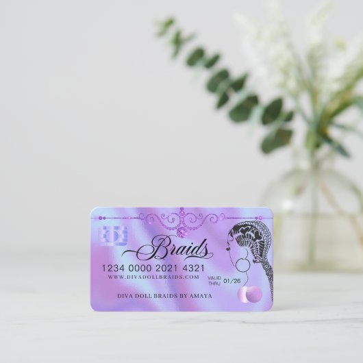 Luxury Diamond Folie Hair Braiding Credit Style Bu Visitekaartje (Staand voorkant)