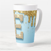 Luxury Diamond Letter E on Gold Glitter Background Latte Mok (Rechterhoek)