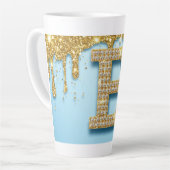 Luxury Diamond Letter E on Gold Glitter Background Latte Mok (Linkerhoek)