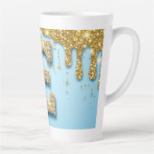 Luxury Diamond Letter E on Gold Glitter Background Latte Mok (Rechts)