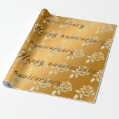 Luxury Diamond Roos Happy Gold 50th Jubileum Cadeaupapier (Uitgerold)