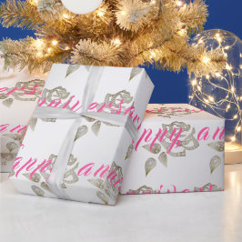 Luxury Diamond Roos Happy Silver 25th Jubileum Cadeaupapier