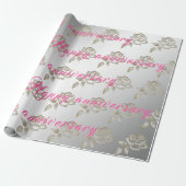 Luxury Diamond Roos Happy Silver 25th Jubileum Cadeaupapier (Uitgerold)