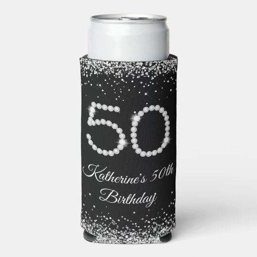 Luxury Diamonds 50th Birthday Party Koelboxxen Seltzer Blikjeskoeler (Seltzer Voorkant)