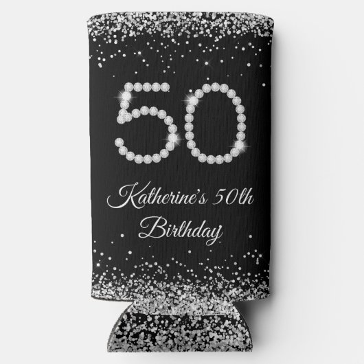 Luxury Diamonds 50th Birthday Party Koelboxxen Seltzer Blikjeskoeler (Achterkant)