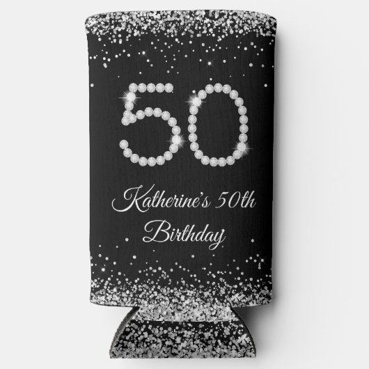 Luxury Diamonds 50th Birthday Party Koelboxxen Seltzer Blikjeskoeler (Voorkant)