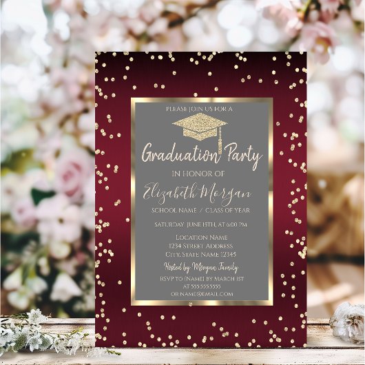 Luxury Diamonds Dark Red Graduation Kaart
