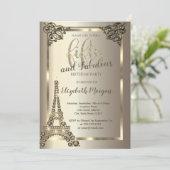 Luxury Diamonds Eiffel Tower, Border 50th Birthday Kaart (Staand voorkant)